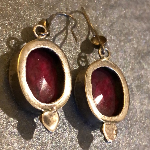 Kashmir Raw Ruby Earrings - Picture 8 of 11